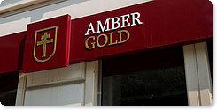 szyld z logo parabanku AmberGold